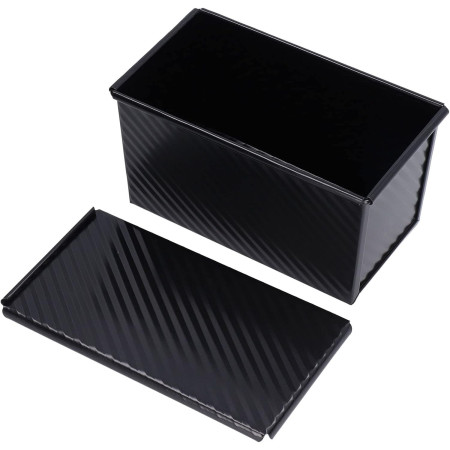 Tava pentru Paine, Cyrax, din Otel Carbon, 450 g, cu Capac, Antiaderenta, 21 x 11 x 11.5 cm, Negru