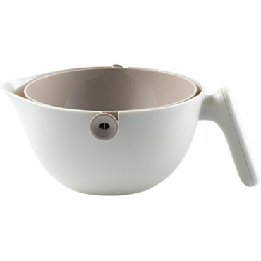 Bol cu Doua Straturi, Cyrax, pentru Fructe, Legume, cu Cos de Scurgere a Apei, 2L, din ABS+PP, 29.9 x 22.5 x 11.8 cm, Alb - Gri