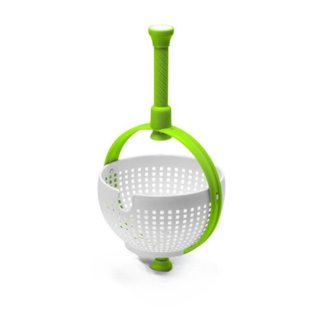 Cyrax Strecuratoare multifunctionala rotativa, cu maner, material ABS, 22x12 cm, maner 18 cm, cu ventuza pentru prindere sigura, practic si usor de folosit, verde