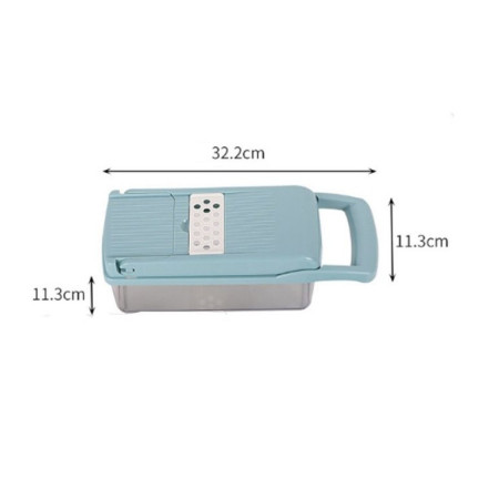 Feliator Multifunctional, Cyrax, Razatoare, 8 in 1, pentru Fructe si Legume, 10 Piese, Lame de Inox, Recipient Stocare, Separator Oua, Protectie Mana, ABS, 32.2x11.3 cm, Albastru/Alb