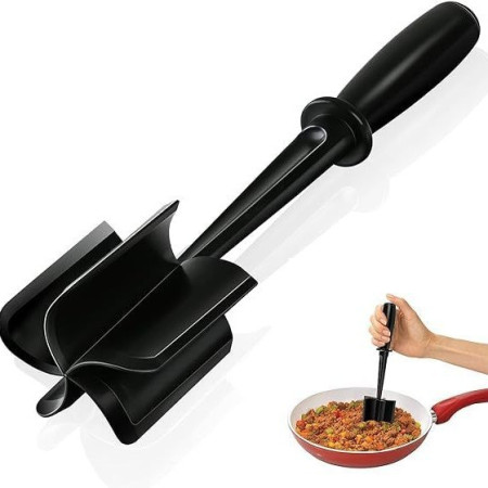 Tocator de Carne Manual, Cyrax, cu Lama pentru Tocarea si Amestecarea Carnii, 28x6cm, cu 5 Lame Curbate, Rezistent la Caldura, Multifunctional, Plastic Rezistent, Negru