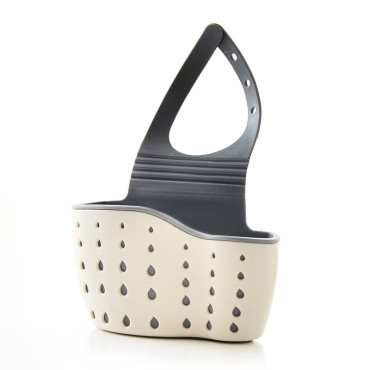 Suport Scurgere pentru Burete si Laveta de Vase Bucatarie, Cyrax, Bej, Curea Reglabila, Plastic Flexibil, 15x 5x 20cm