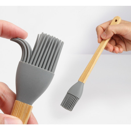 Set 5 Mini Spatule de Silicon Cyrax, pensula, Stejar, Multicolor