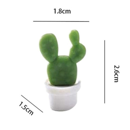 Set 6 Magneti de Frigider, Cyrax, Model Cactusi in Ghiveci, din ABS si Magnet, Verde/Alb