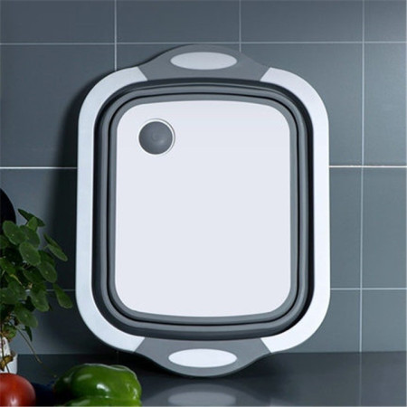 Tocator Multifunctional, Cyrax, 2 in 1, cu Cos pentru Spalat si Scurgere Alimente, 480 g, Pliabila, Gri
