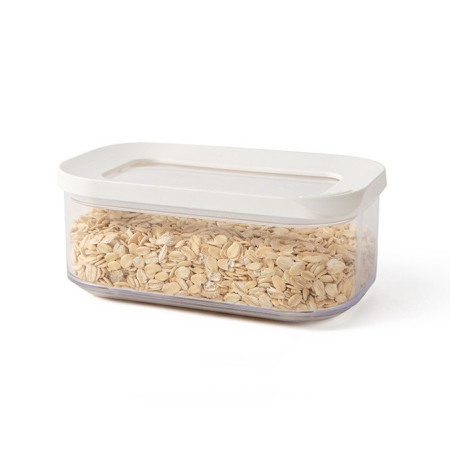 Cutie de Depozitare Alimente, Cyrax, 450 ml, Capac Alb, din ABS+Silicon, 14.5 x 9 x 6 cm, Transparent