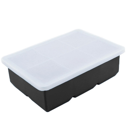 Forma pentru Gheata, Cyrax, 6 Forme Patrate cu Capac, din Silicon, 17 x 12 x 6 cm, Negru