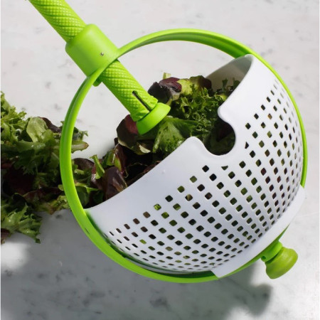 Cyrax Strecuratoare multifunctionala rotativa, cu maner, material ABS, 22x12 cm, maner 18 cm, cu ventuza pentru prindere sigura, practic si usor de folosit, verde