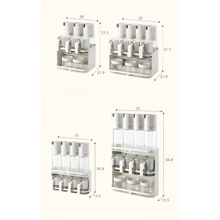 Suport pentru Depozitare Condimente, Ulei, Otet, Cyrax, Montare pe Perete din 12 Piese, Uz Casnic, pentru Bucatarie, 31 x 13.5 x 50.4cm, Alb