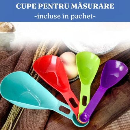 Set 7 Recipiente Organizare Alimente, Cyrax, Inchidere Etansa, Etichete Reutilizabile, Cupe Masurare, 4 Dimensiuni Diferite, din Plastic Dur, Transparent