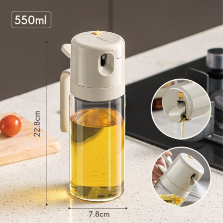 Dispenser pentru Ulei, Cyrax, prin Curgere si Pulverizare, Deschidere si Inchidere Automata a Rezervorul, 550mL, 11.4x7.8x22.8cm, Gri