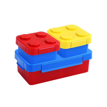 Set caserole pentru pranz interactive, Cyrax, cuburi de construit, plastic, multicolor