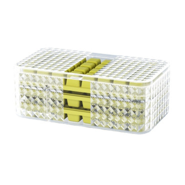 Set 3 forme pentru gheata si o caserola pentru depozitare Cyrax, 96 de cuburi, verde