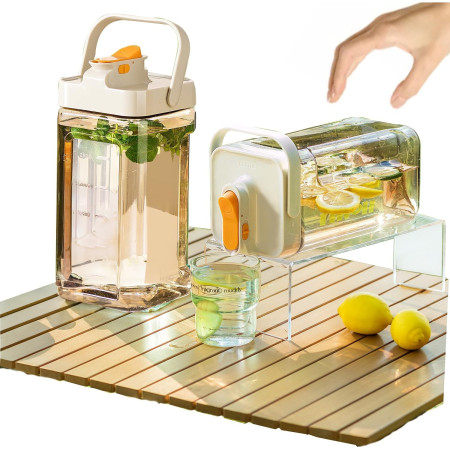 Dozator portabil pentru bauturi Cyrax, 3.5 litri, capac etans, duza deschidere/inchidere, recipent din plastic, gradat, filtru, maner, 29.7 x 14.1 x 14.4 cm, pentru diverse bauturi, alb