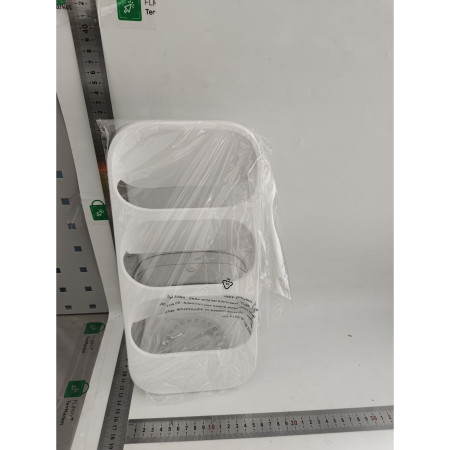 Suport - Organizator pentru Tacamuri, Cyrax, 3 Compartimente, Suport pentru Cosmetica, Ustensile, Material PP Durabil, 33 x 16 x 15 cm Alb