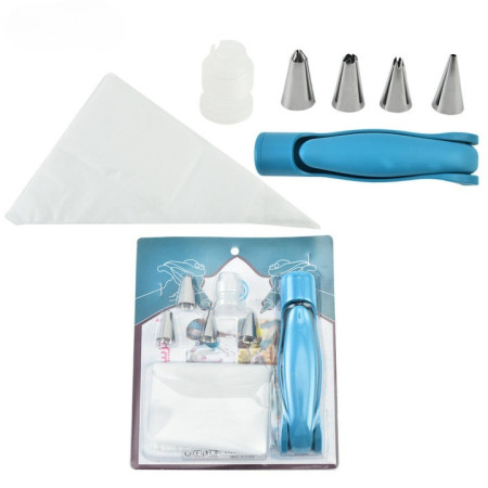 Set Accesorii Decorare Prajituri si Torturi, Cyrax, 5 Capete pentru Modele, 21.7x18.8 cm, Ustensila Manuala pentru Ornare, Albastru