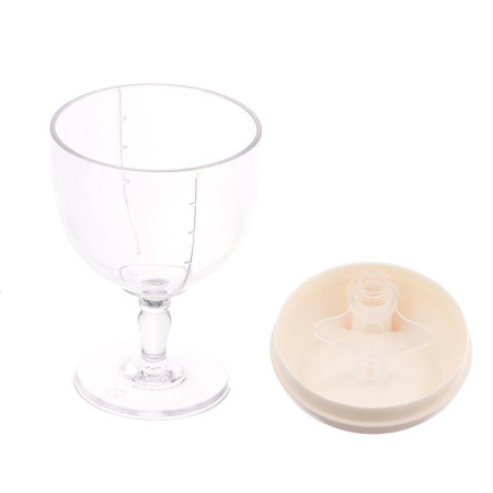 Pahar din Plastic Transparent cu Picior, Cyrax, pentru Copii, 14 x 7.7 cm, cu Cioc Antiscurgere, + 3 Ani, Fara Maner, Galben