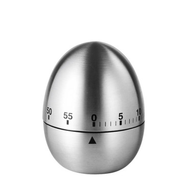 Cronometru de Bucatarie, Cyrax, Mecanic, Forma de Ou, din Otel Inoxidabil, 60 min Timer, 8 x 6 cm, Argintiu