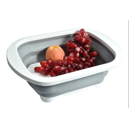 Tocator Multifunctional, Cyrax, 2 in 1, cu Cos pentru Spalat si Scurgere Alimente, 480 g, Pliabila, Gri