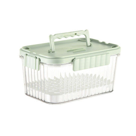 Caserola portabila pentru mancare fresh Cyrax, 1500 ml, 2 furculite,10 x 13.5 x 20 cm, 2 capace detasabile pentru congelator, etans, spatiu pentru tacamuri, maner, material plastic, rezistent la temperaturi ridicate, transparent