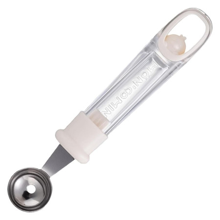 Lingura pentru Bile de Fructe, Cyrax, Scobitor Fructe, Ustensila Multifunctionala pentru Fructe, Accesoriu de Bucatarie, Lingura Antialunecare pentru Salata de Fructe, 17.6 x 2.9 cm, Bej