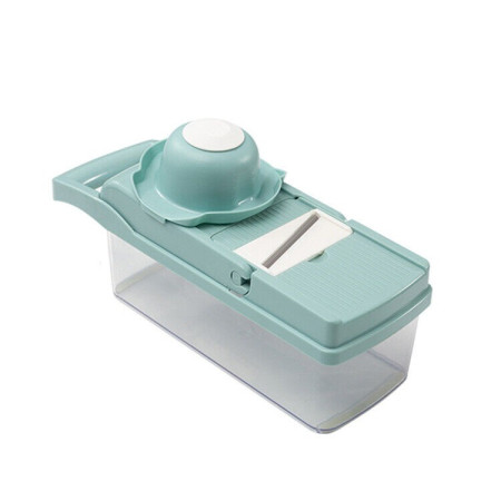 Feliator Multifunctional, Cyrax, Razatoare, 8 in 1, pentru Fructe si Legume, 10 Piese, Lame de Inox, Recipient Stocare, Separator Oua, Protectie Mana, ABS, 32.2x11.3 cm, Albastru/Alb