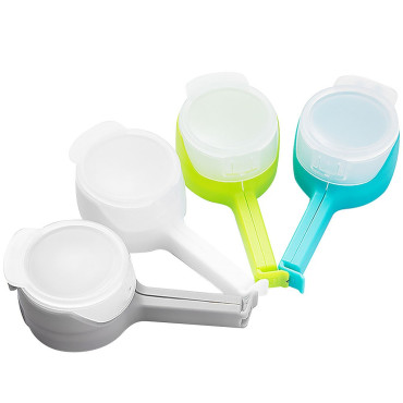 Set 4 cleme cu capac Cyrax, pentru sigilare pungi alimente, material ABS, multicolor