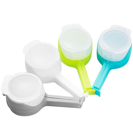 Set 4 cleme cu capac Cyrax, pentru sigilare pungi alimente, material ABS, multicolor