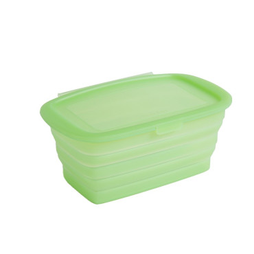 Caserola din Silicon, Cyrax, Pliabila, 1L, 18.8 x 8 x 11.5 cm, Rezistenta Temperaturi Extreme, Verde