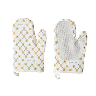 Set 2 manusi cuptor Cyrax, manusa de bucatarie,  rezistenta 330 grade, textil si cauciuc, 26.5x18 cm, alb