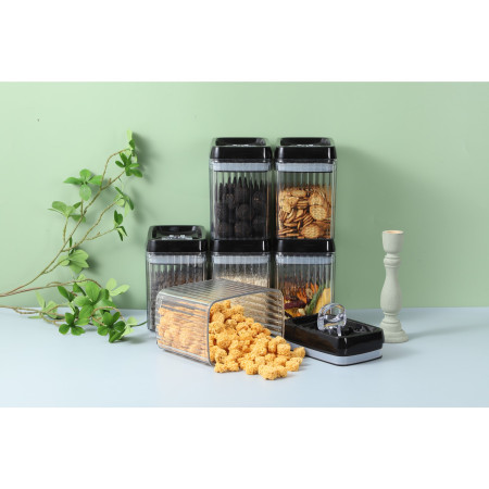 Set 3 Recipiente din Plastic, Cyrax, pentru Alimente/Obiecte, Inchidere Ermetica, Textura Ondulata, 2 x 1.5l, 1 x 3.3 l, Transparent
