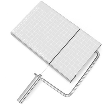 Feliator manual Cyrax, pentru cascaval, salam, prajituri, unt, din otel inoxidabil, usor de curatat si utilizat, 5 lame de schimb incluse, picioare antiderapante, 21 x 12.2 x 2.8 cm, argintiu