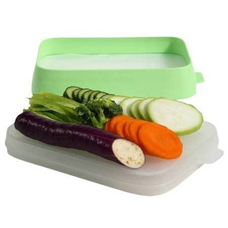 Recipient de Depozitare Alimente, Cyrax, Etans, pentru Frigider, din Plastic, Mentinere Proaspata, Reutilizabil, Rezistent la Temperaturi Extreme, 22x14.7x5 cm, Verde
