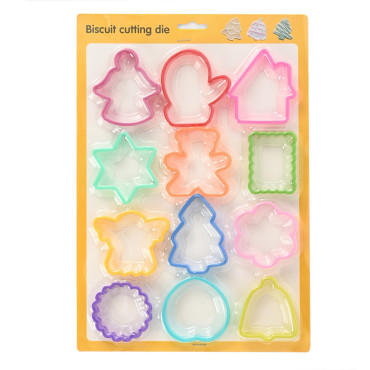 Set 12 forme pentru prajituri Cyrax, material polipropilena, diverse forme, pentru orice ocazie,  adancime 1.6 cm, 23.3 x 33.5 x 1.8 cm, multicolor