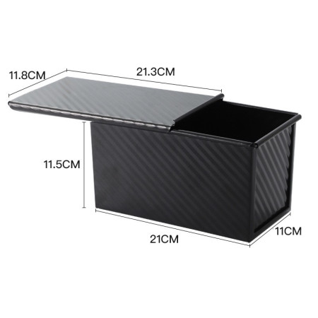 Tava pentru Paine, Cyrax, din Otel Carbon, 450 g, cu Capac, Antiaderenta, 21 x 11 x 11.5 cm, Negru