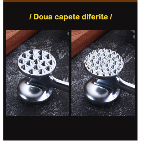 Ciocan pentru snitele si carne Cyrax, din aliaj de zinc, maner antialunecare, doua capete, 22 cm, argintiu