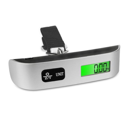 Cantar Digital de Mana Curea, Cyrax, Cantar Portabil, Cantarire Bagaje, Capacitate 50 kg, Functie de Tara, 12.5 x 2.8 x 2.8 cm, Alb-Negru
