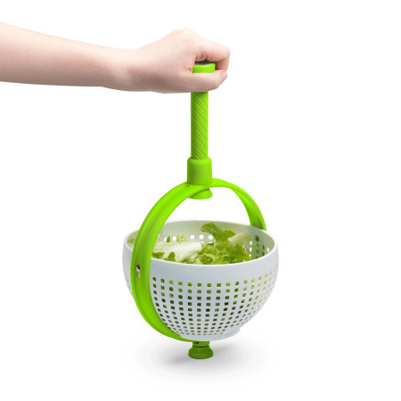 Cyrax Strecuratoare multifunctionala rotativa, cu maner, material ABS, 22x12 cm, maner 18 cm, cu ventuza pentru prindere sigura, practic si usor de folosit, verde