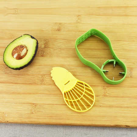 Recipient de Depozitare Avocado 5in1, Cyrax, Etans, pentru Frigider, din Plastic, Dispozitiv de Taiat, Curatat, Feliat, 14x4x7 cm, Verde