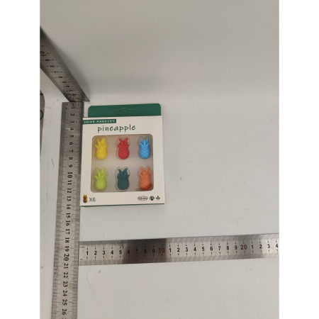 Set 6 Accesorii pentru Pahare, Cyrax, pentru Petreceri/Cocktailuri, din Silicon, Model Ananas, Multicolor