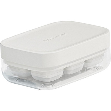 Forma pentru gheata cu presa Cyrax, din silicon alimentar, 6 cuburi, caserola pentru depozitare, usor de folosit si curatat, 10.5 x 7.5 x 4.1 cm, alb
