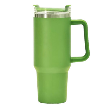 Cana Termos din Plastic, Cyrax, pentru Bauturi Calde si Reci, cu Maner, 9.9x9.9x27 cm, Verde