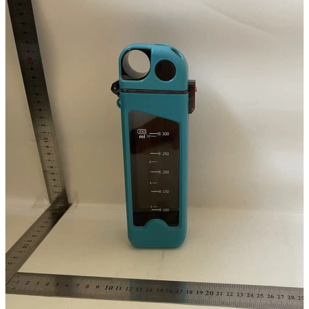 Sticla de Apa pentru Sport, Cyrax, 350 ml, cu Pai si Capac, 23x7x4.4 cm, Buton de Blocare, din PC, Bleu