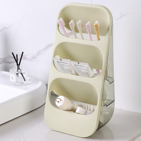 Suport - Organizator pentru Tacamuri, Cyrax, 3 Compartimente, Suport pentru Cosmetica, Ustensile, Material PP Durabil, 33 x 16 x 15 cm Verde