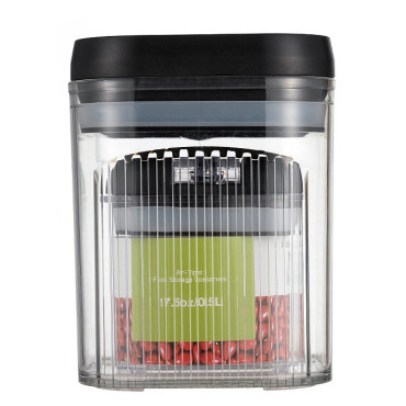Cutii de Depozitare Alimente, Cyrax, Set din 2 Cutii de Tip Container de 0.5 si 1.3 l, Recipiente pentru Cereale in Bucatarie, Transparente cu Capac Negru