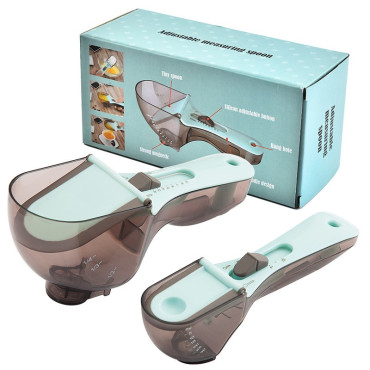 Set 2 Cupe Gradate pentru Bucatarie, Cyrax, Cupe de Masurat Reglabile, Ergonomic, Confortabil, pentru Lichide si Solide, Volum ajustabil 5-30ml, 30-130ml, Culoare Albastru