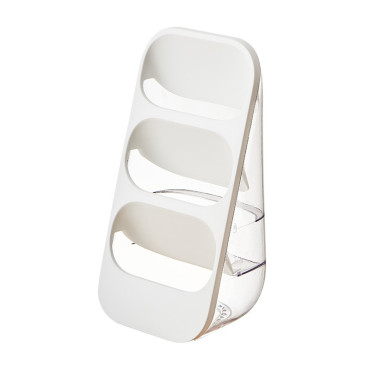 Suport - Organizator pentru Tacamuri, Cyrax, 3 Compartimente, Suport pentru Cosmetica, Ustensile, Material PP Durabil, 33 x 16 x 15 cm Alb
