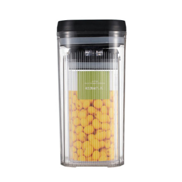 Cutii de Depozitare Alimente, Cyrax, Set din 2 Cutii de Tip Container de 1.2 si 2.5 l, Recipiente pentru Cereale in Bucatarie, Transparente cu Capac Negru