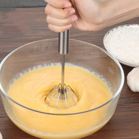 Mixer Manual, Cyrax, pentru Oua Smantana Frisca Aluat, Maner Otel Inoxidabil, Usor de Utilizat si Depozitat, 27 x 7 cm, Argintiu