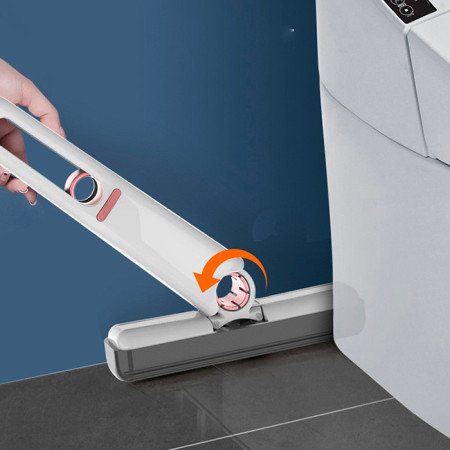 Mop de mana Cyrax, mini-portabil, cu sistem de stoarcere, dispozitiv de curatat manual, cu burete absorbant, material PVA, multisuprafete si geamuri, 29.5 x 15.5 cm, alb